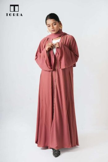 A-LINE ABAYA | BEIGE PINK SALMON